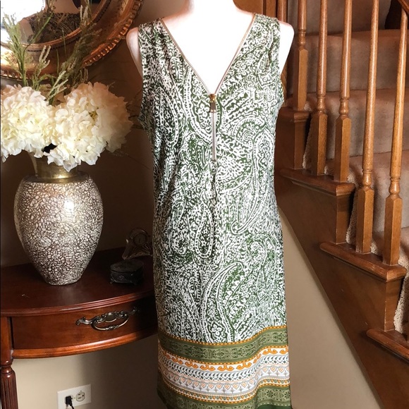 MSK Green and orange tropical dress size medium - Picture 2 of 3